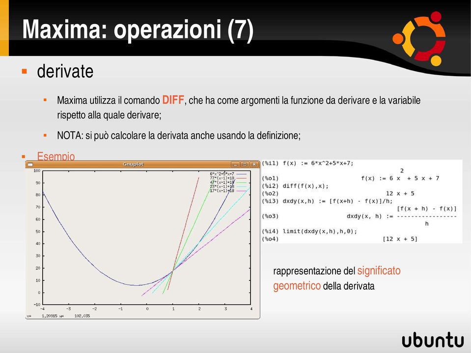 quale derivare; NOTA: si può calcolare la derivata anche usando la