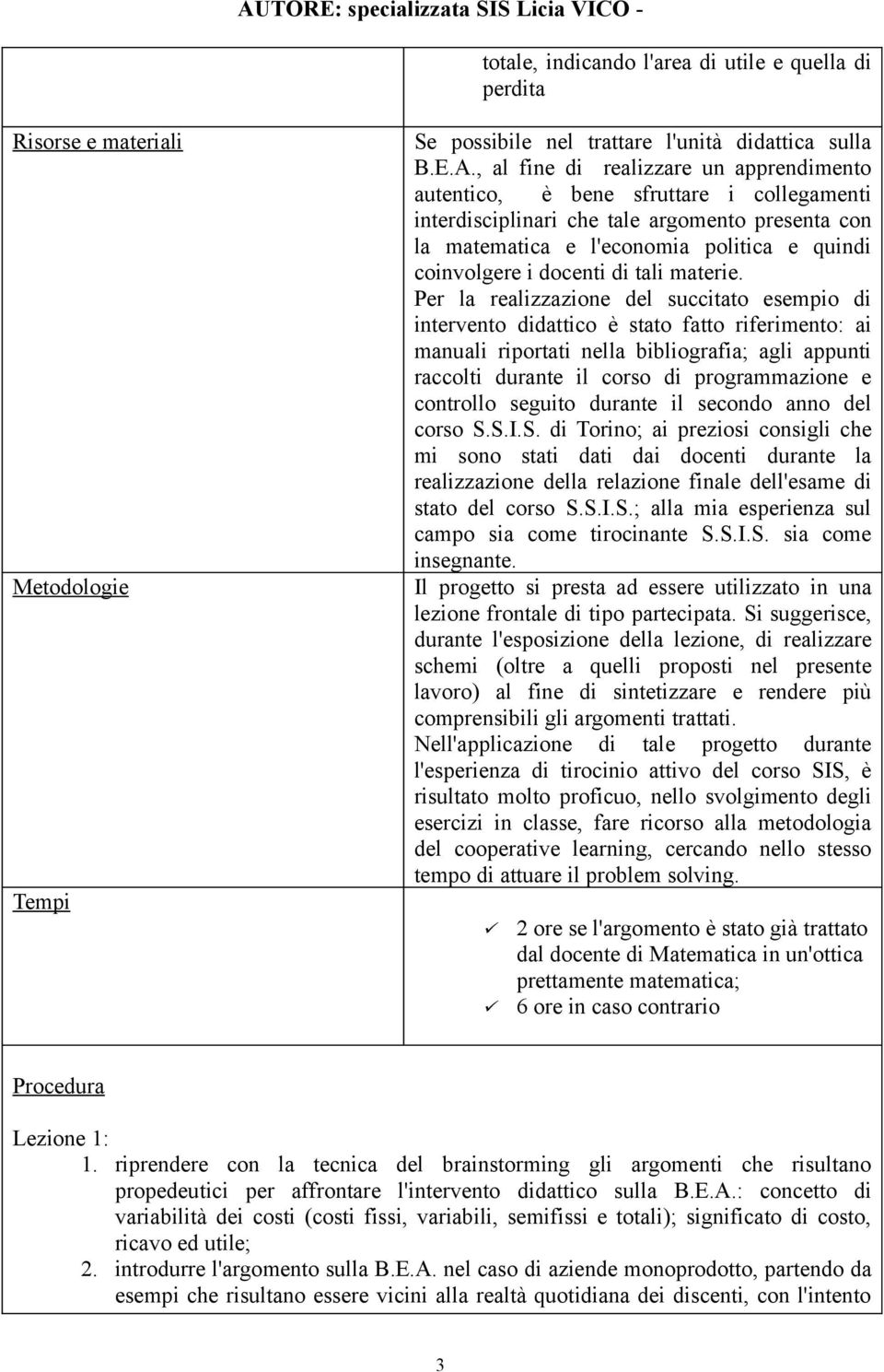 docenti di tali materie.