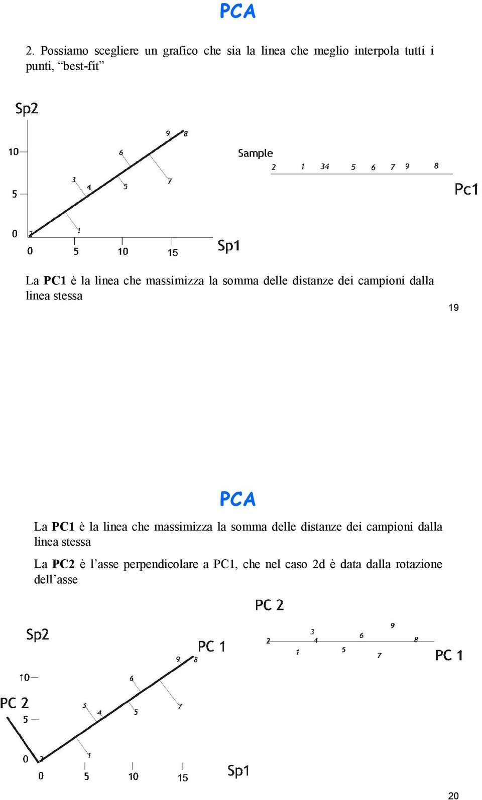 stessa PCA La PC è la linea che massimizza la somma delle distanze dei campioni dalla