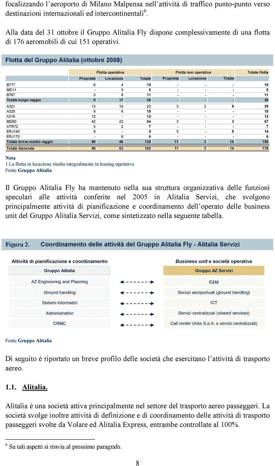 Flotta del Gruppo Alitalia (ottobre 2008) Flotta operativa Flotta non operativa Totale flotta Proprietà Locazione Totale Proprietà Locazione Totale B777 6 4 10 - - - 10 MD11-5 5 - - - 5 B767 3 8 11 -