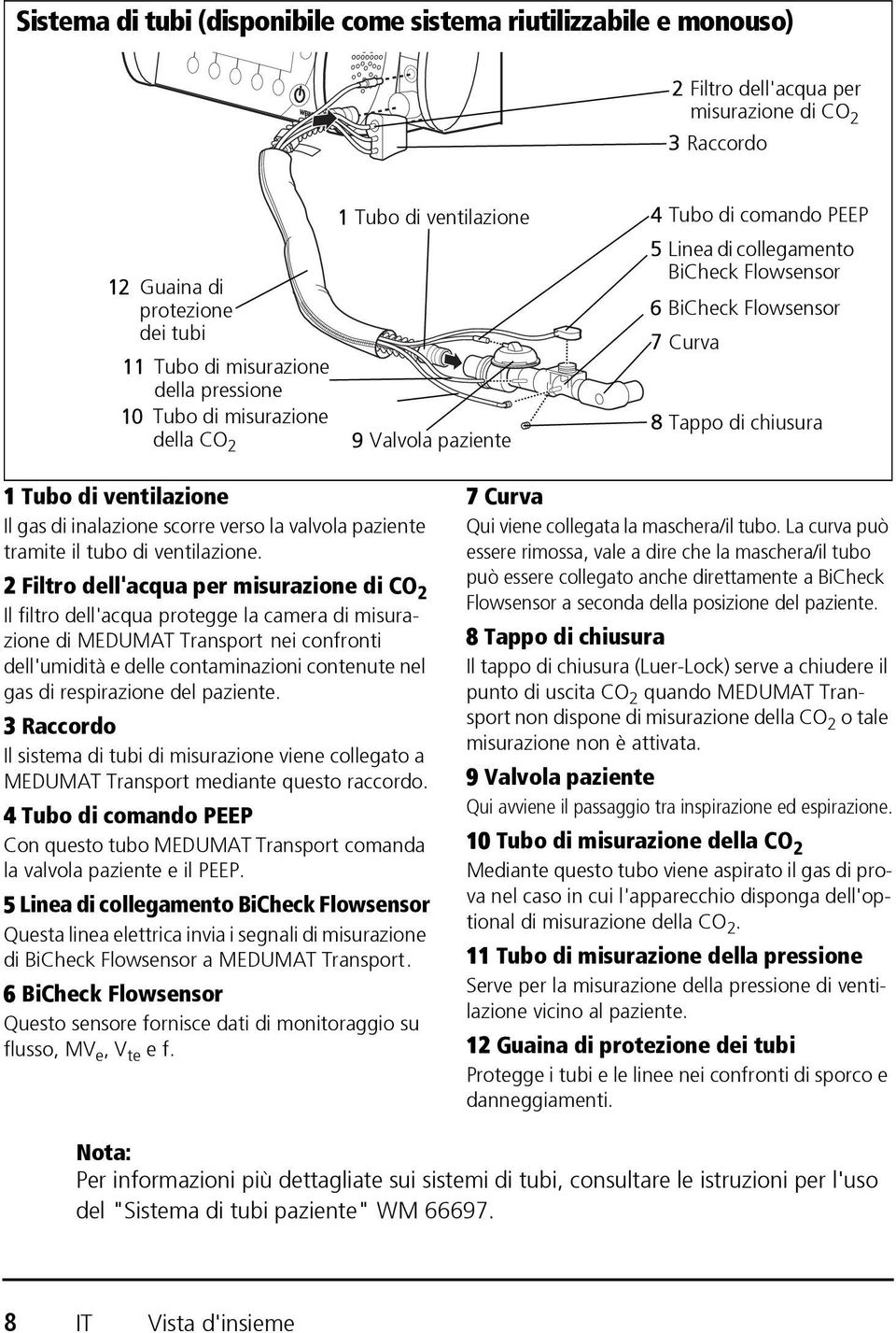 ventilazione Il gas di inalazione scorre verso la valvola paziente tramite il tubo di ventilazione.