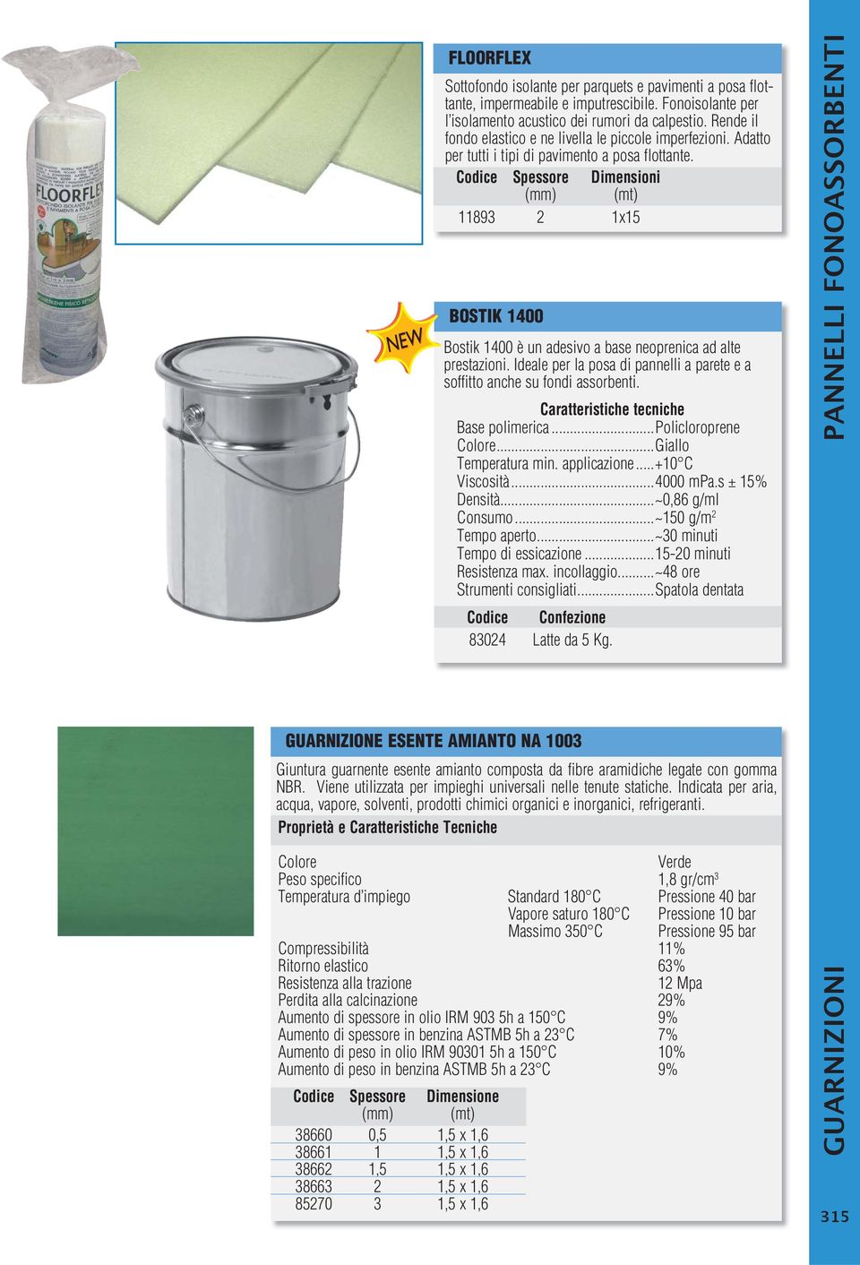 Codice Spessore Dimensioni 11893 2 1x15 BOSTIK 1400 Bostik 1400 è un adesivo a base neoprenica ad alte prestazioni. Ideale per la posa di pannelli a parete e a soffitto anche su fondi assorbenti.