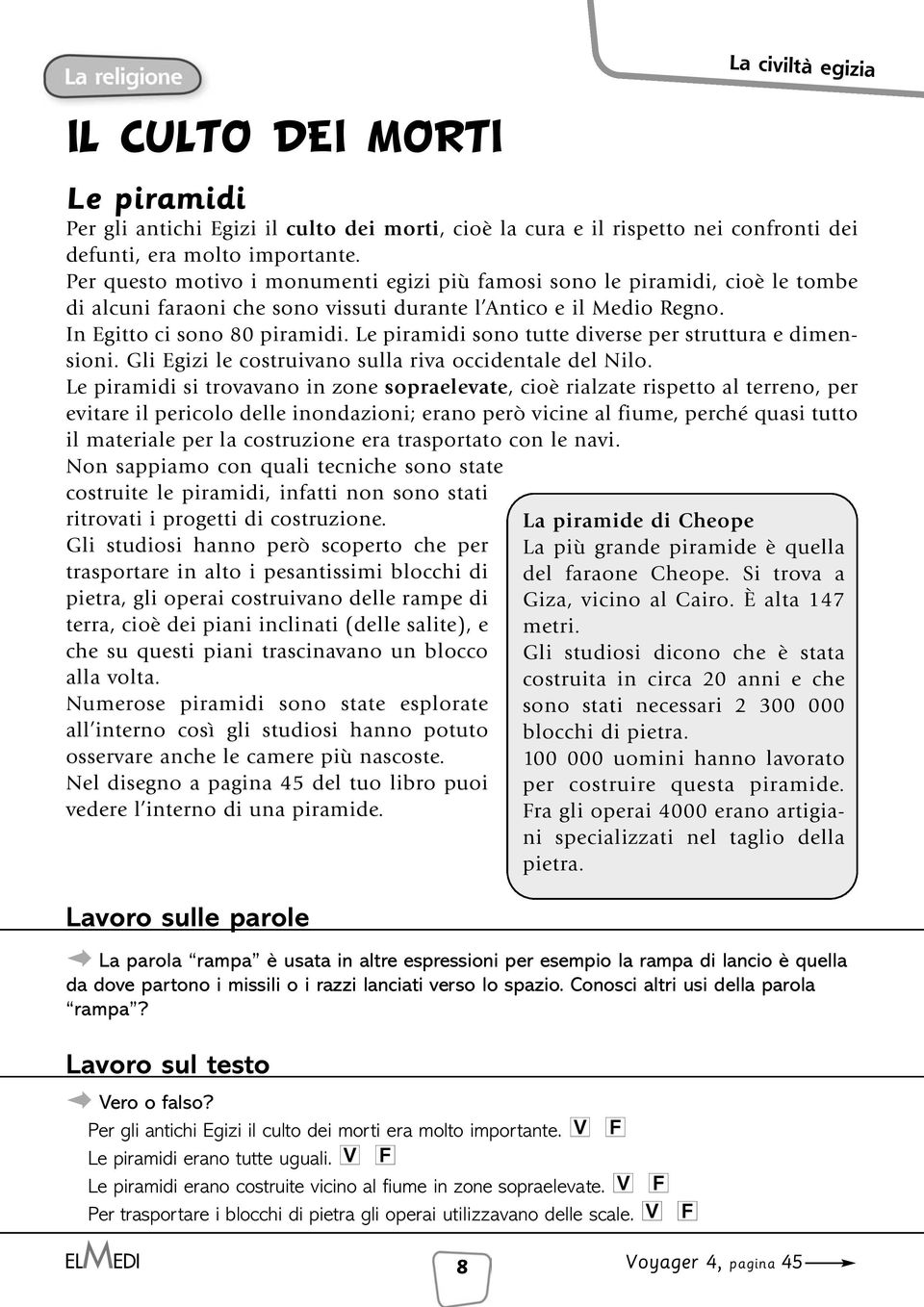 Le piramidi sono tutte diverse per struttura e dimensioni. Gli Egizi le costruivano sulla riva occidentale del Nilo.