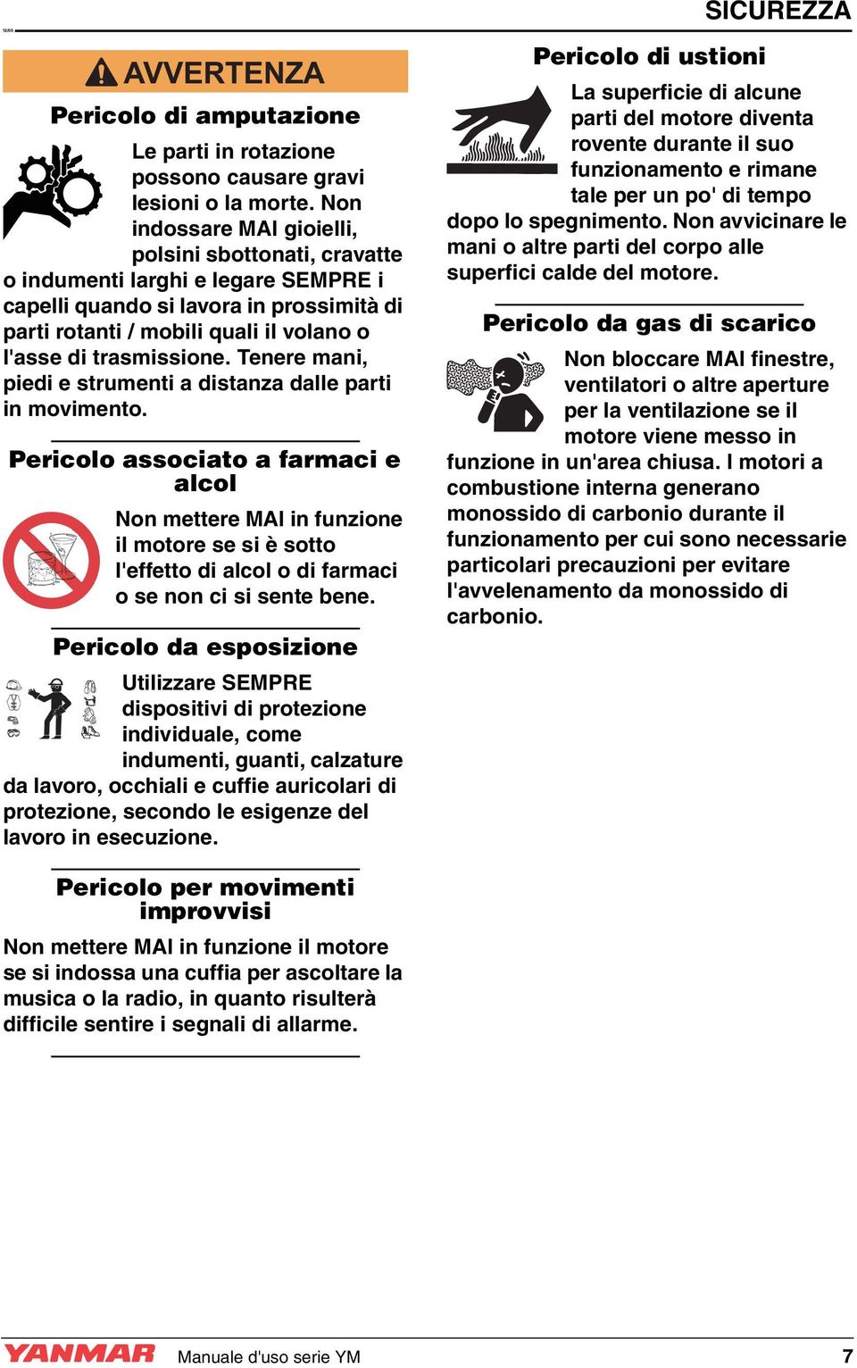 Tenere mani, piedi e strumenti a distanza dalle parti in movimento.