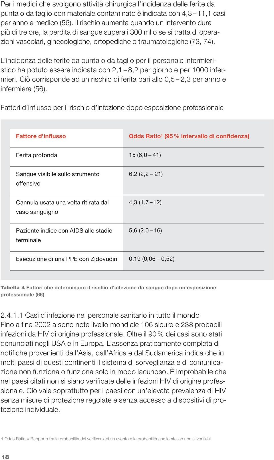 L incidenza delle ferite da punta o da taglio per il personale infermieristico ha potuto essere indicata con 2,1 8,2 per giorno e per 1000 infermieri.