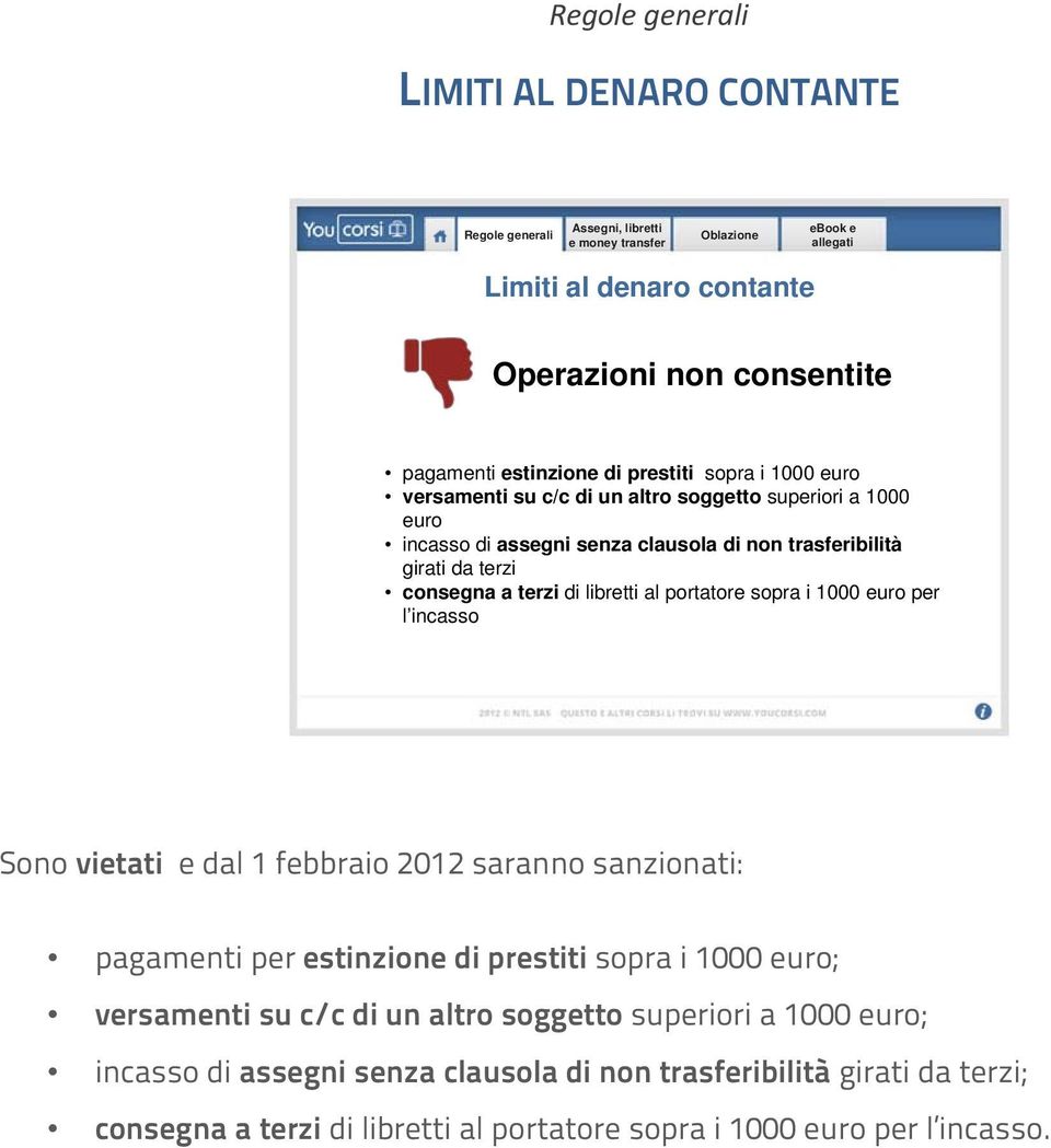 terzi di libretti al portatore sopra i 1000 euro per l incasso Sono vietati e dal 1 febbraio 2012 saranno sanzionati: pagamenti per estinzione di prestiti sopra i 1000 euro; versamenti su