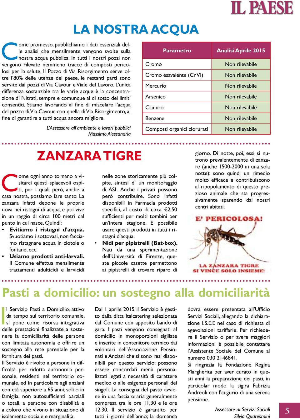 Il Pozzo di Via Risorgimento serve oltre l 80% delle utenze del paese, le restanti parti sono servite dai pozzi di Via Cavour e Viale del Lavoro.