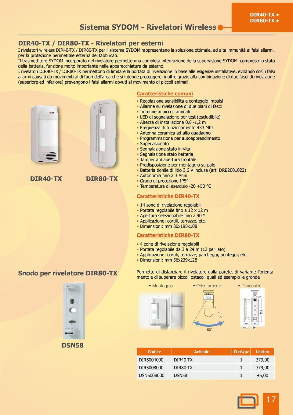 Il trasmettitore SYDOM incorporato nel rivelatore permette una completa integrazione della supervisione SYDOM, compreso lo stato della batteria, funzione molto importante nelle apparecchiature da