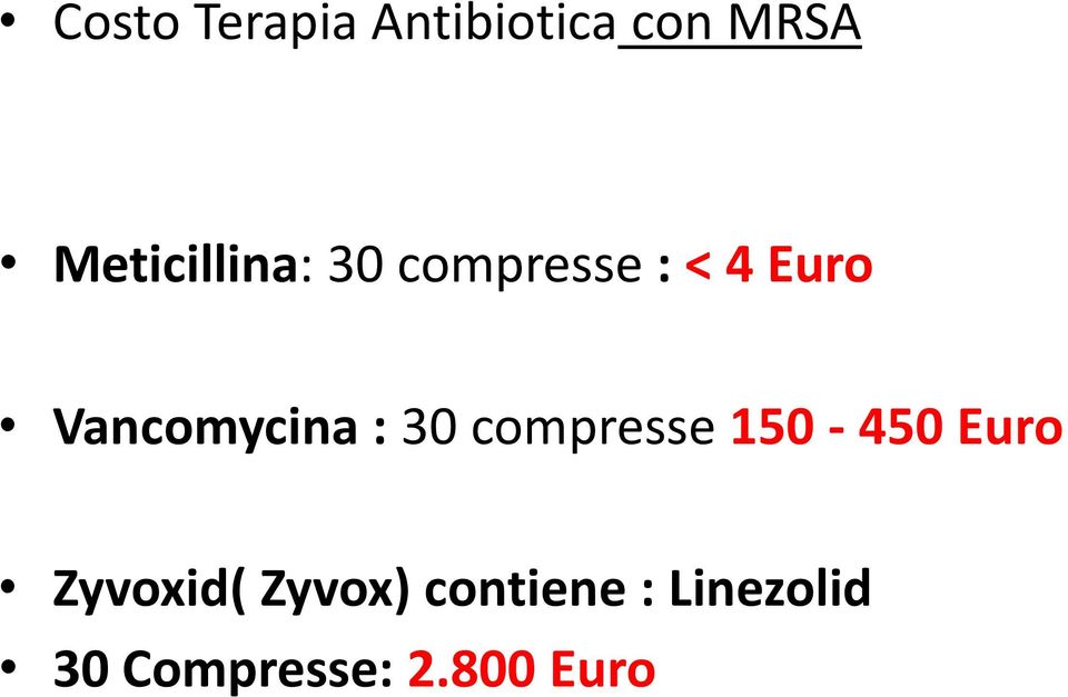 Vancomycina : 30 compresse 150-450 Euro