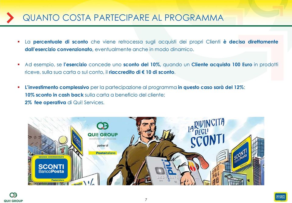 Ad esempio, se l esercizio concede uno sconto del 10%, quando un Cliente acquista 100 Euro in prodotti