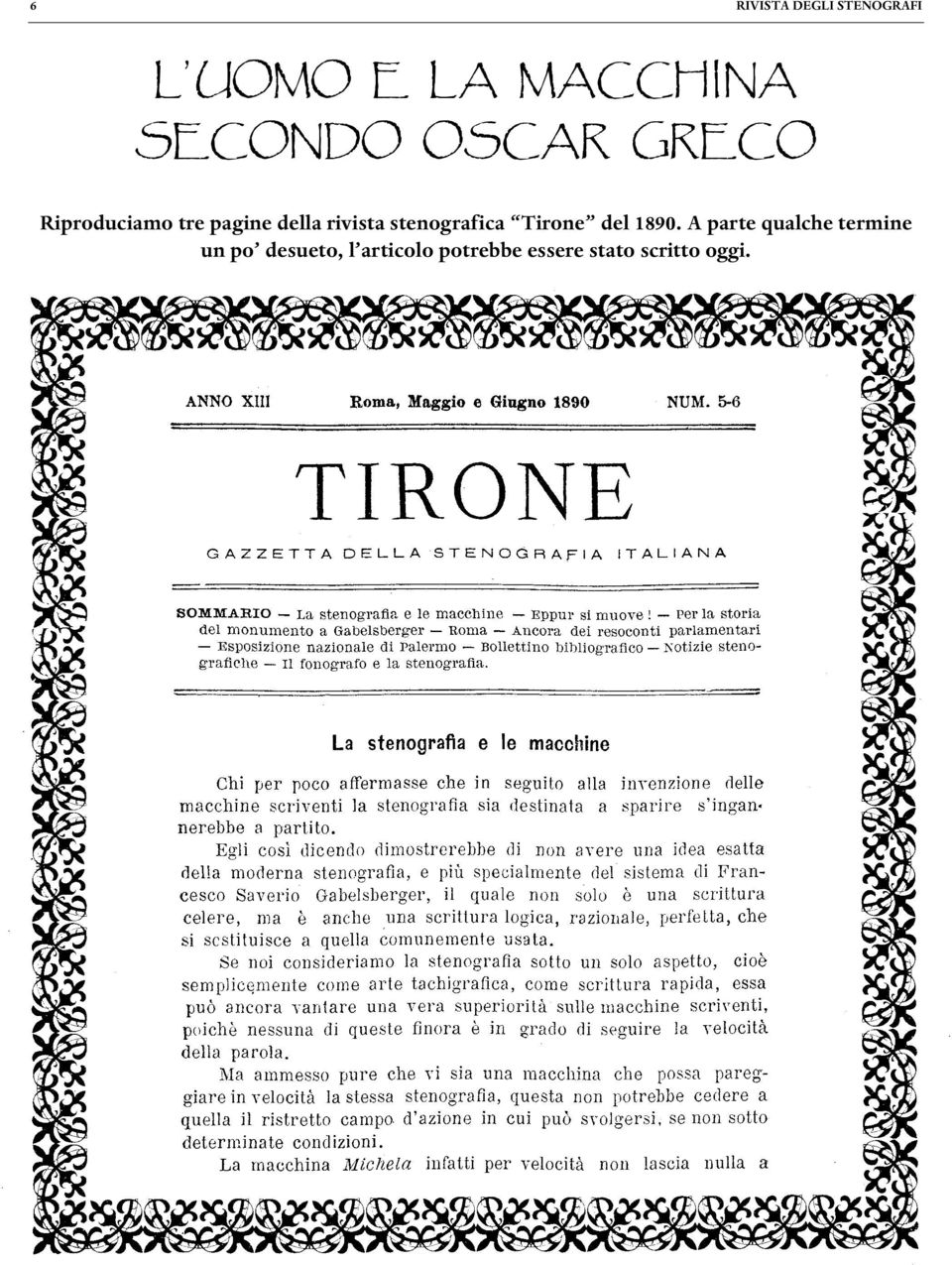 stenografica Tirone del 1890.