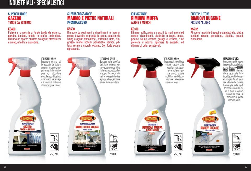 KS530 Rimuove da pavimenti e rivestimenti in marmo, pietra, travertino e granito lo sporco causato da smog e agenti atmosferici, salsedine, unto, olio, grasso, muffe, licheni, pennarello, vernice,