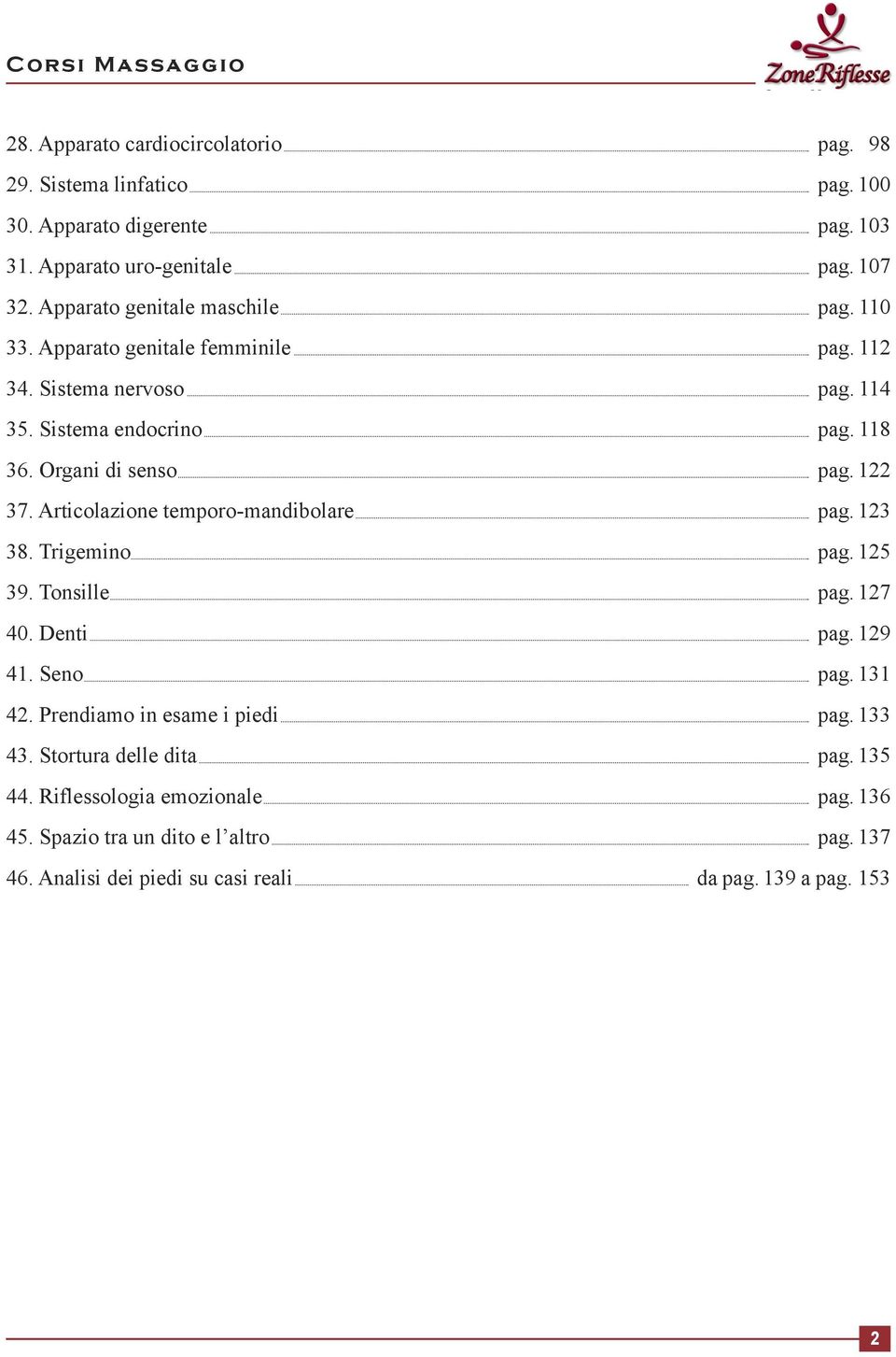 122 37. Articolazione temporo-mandibolare pag. 123 38. Trigemino pag. 125 39. Tonsille pag. 127 40. Denti pag. 129 41. Seno pag. 131 42.