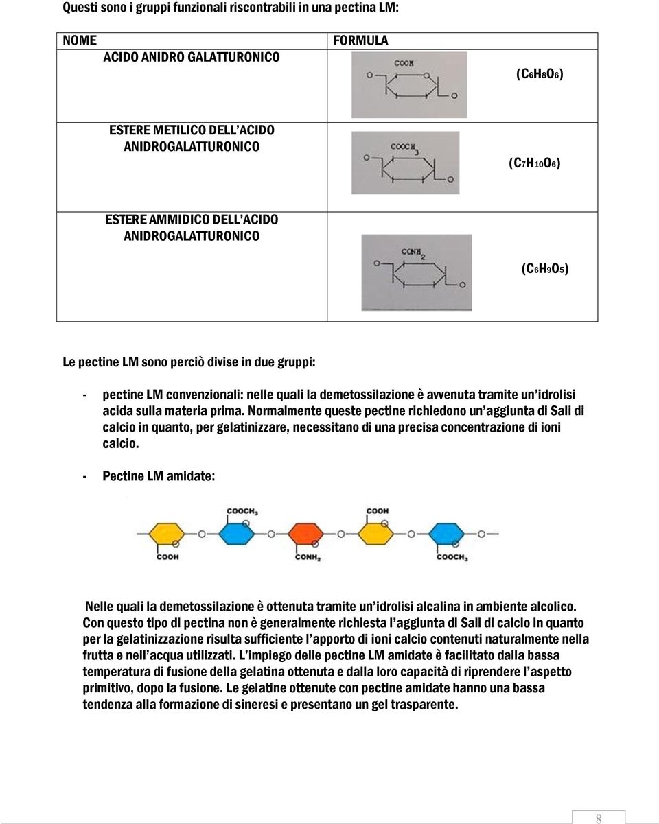 Normalmente queste pectine richiedono un aggiunta di Sali di calcio in quanto, per gelatinizzare, necessitano di una precisa concentrazione di ioni calcio.