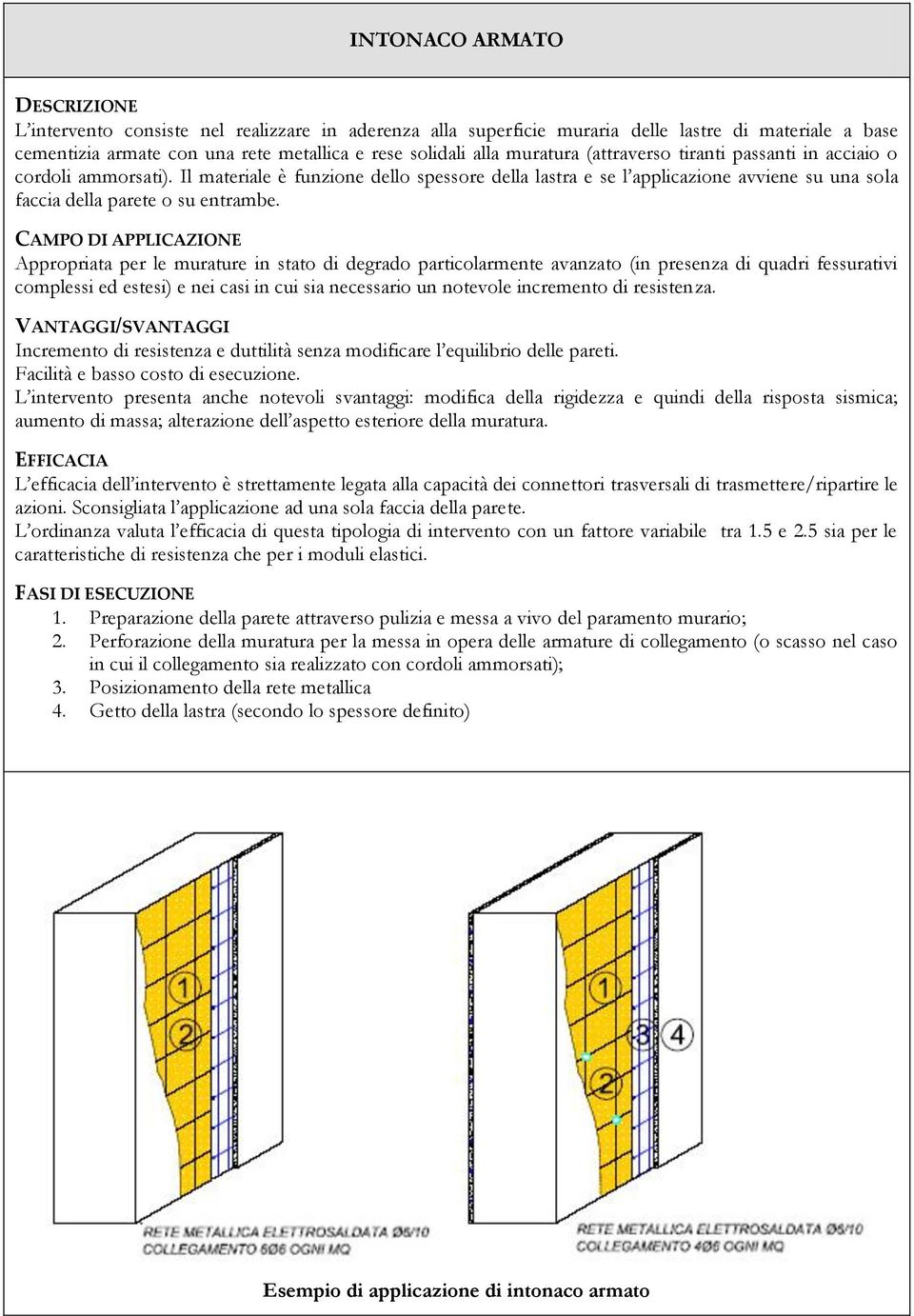 Appropriata per le murature in stato di degrado particolarmente avanzato (in presenza di quadri fessurativi complessi ed estesi) e nei casi in cui sia necessario un notevole incremento di resistenza.