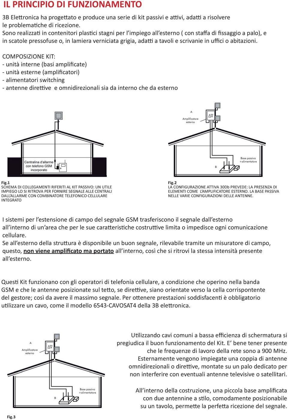 abitazioni. COMPOSIZIONE KIT: - unità interne (basi ampli cate) - unità esterne (ampli catori) - alimentatori switching - antenne dire ve e omnidirezionali sia da interno che da esterno Fig.