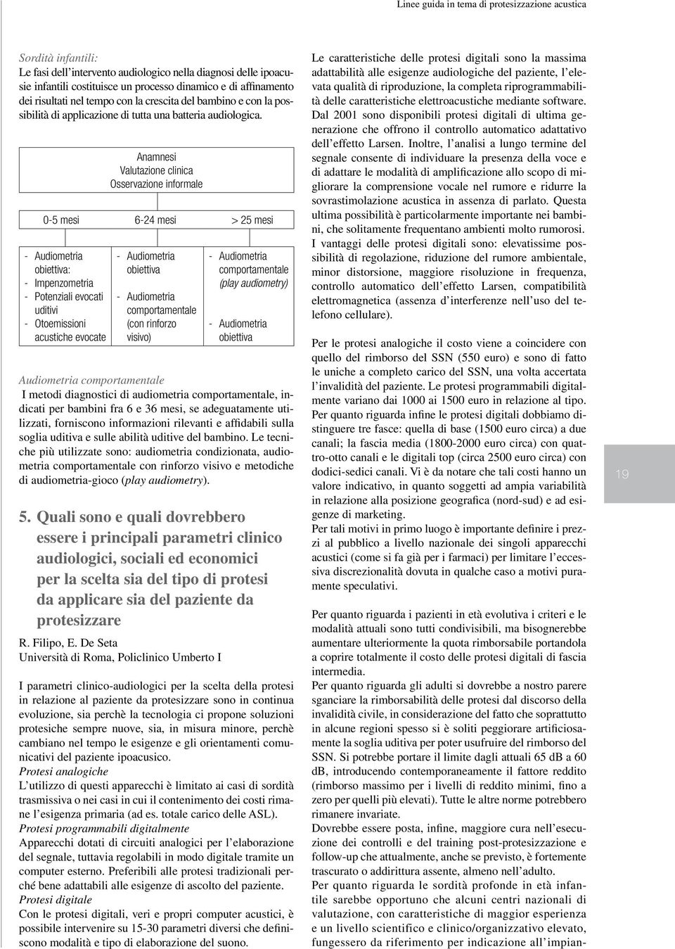 Anamnesi Valutazione clinica Osservazione informale 0-5 mesi 6-24 mesi > 25 mesi - Audiometria obiettiva: - Impenzometria - Potenziali evocati uditivi - Otoemissioni acustiche evocate - Audiometria