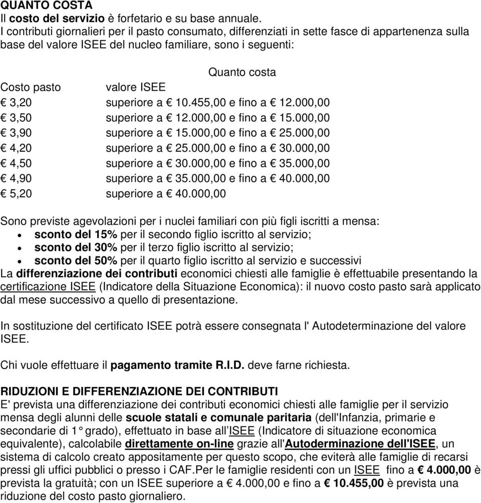 3,20 superiore a 10.455,00 e fino a 12.000,00 3,50 superiore a 12.000,00 e fino a 15.000,00 3,90 superiore a 15.000,00 e fino a 25.000,00 4,20 superiore a 25.000,00 e fino a 30.