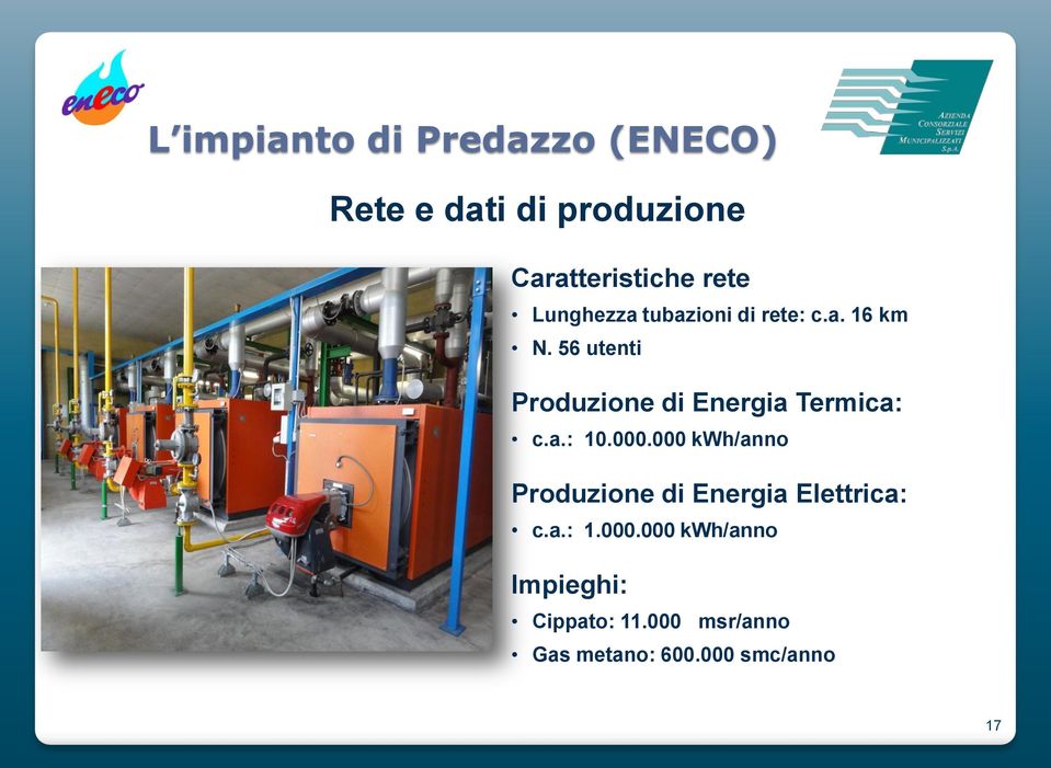 56 utenti Produzione di Energia Termica: c.a.: 10.000.