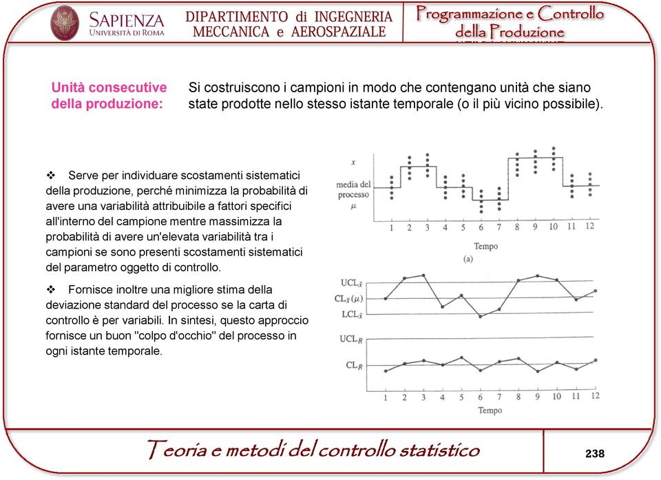 massimizza la probabilità di avere un'elevata variabilità tra i campioni se sono presenti scostamenti sistematici del parametro oggetto di controllo.