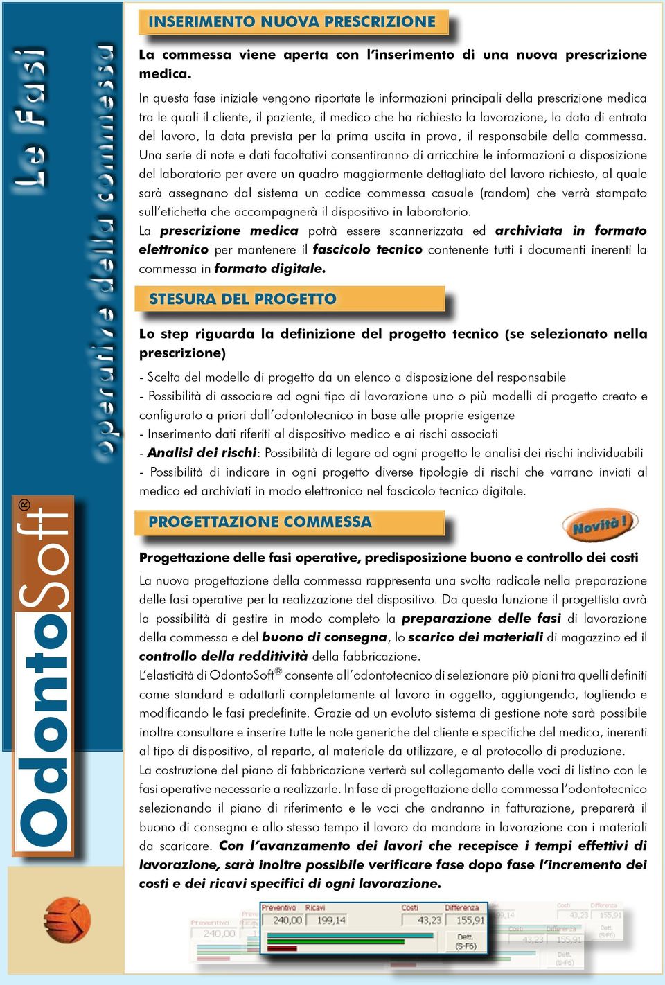 lavoro, la data prevista per la prima uscita in prova, il responsabile della commessa.