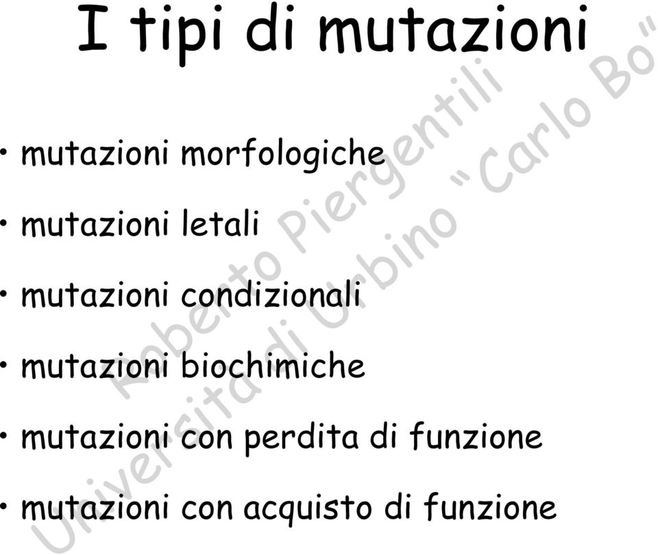 mutazioni biochimiche mutazioni con perdita