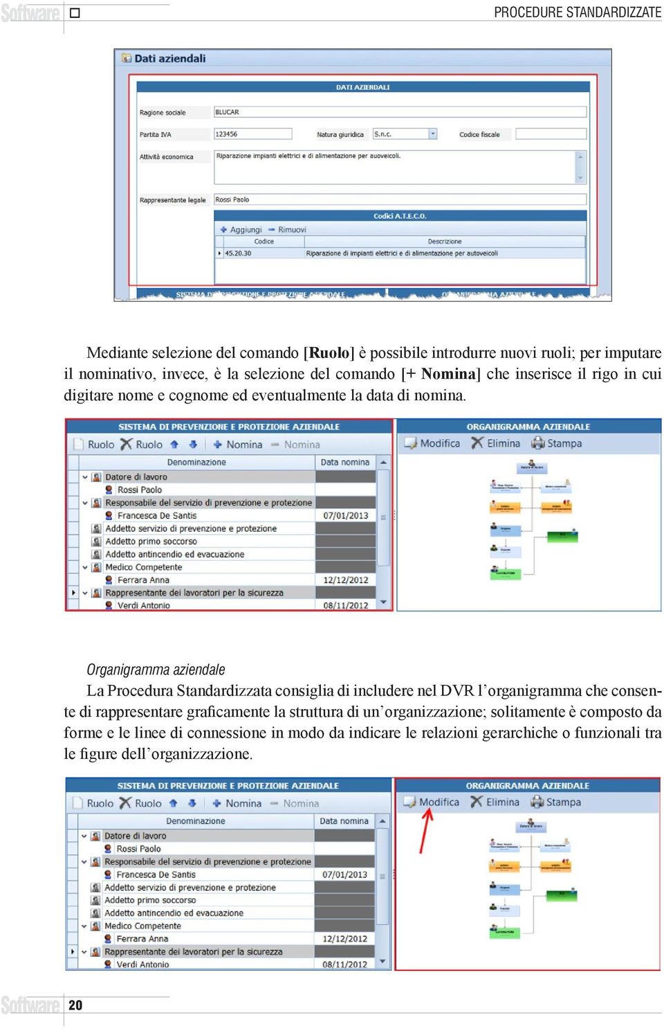 Organigramma aziendale La Procedura Standardizzata consiglia di includere nel DVR l organigramma che consente di rappresentare graficamente la