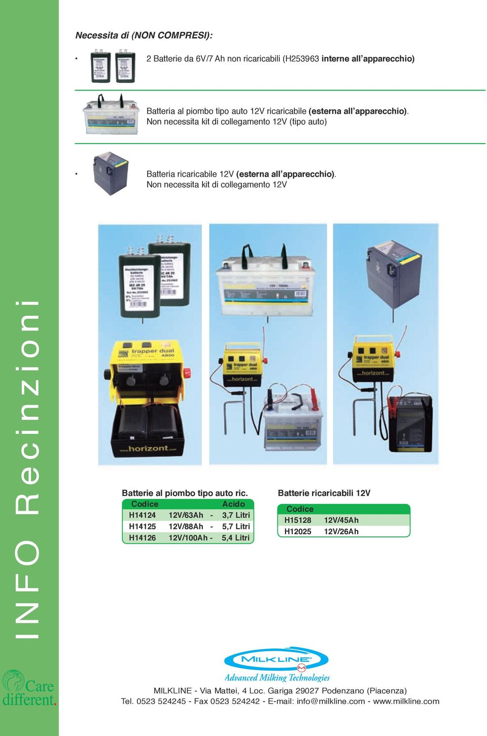 Non necessita kit di collegamento 12V INFO Recinzioni Batterie al piombo tipo auto ric.