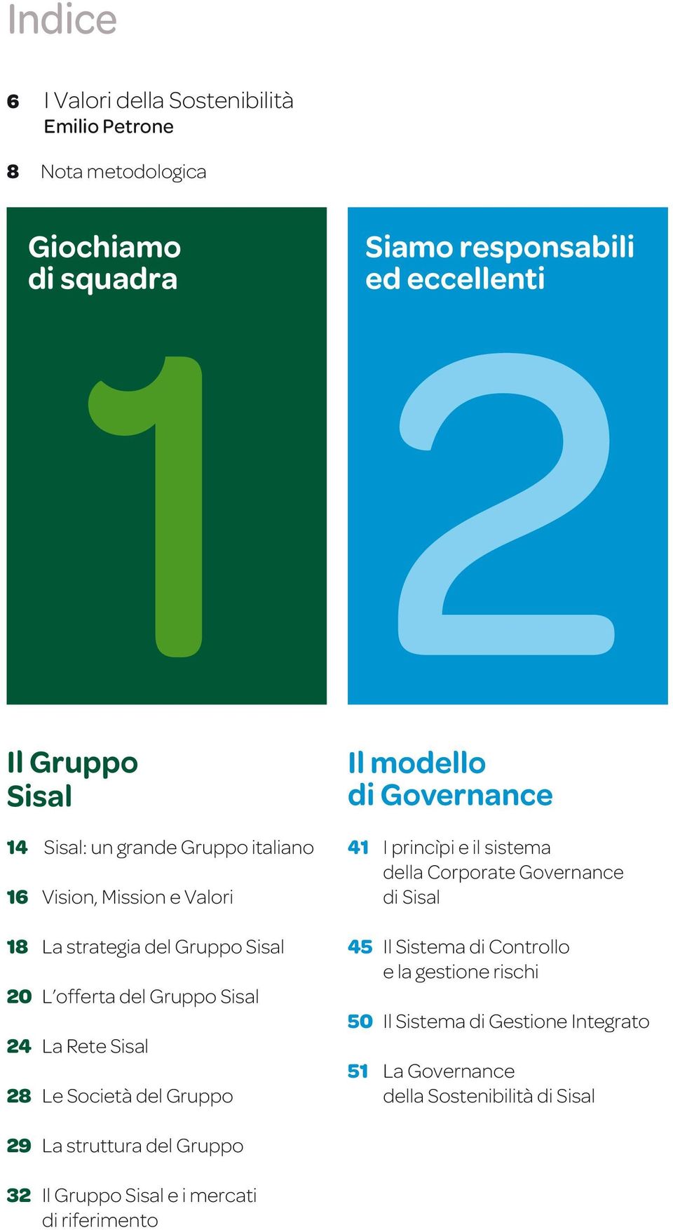 Società del Gruppo Il modello di Governance 41 I princìpi e il sistema della Corporate Governance di Sisal 45 Il Sistema di Controllo e la gestione