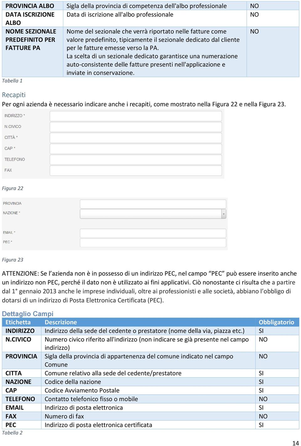 La scelta di un sezionale dedicato garantisce una numerazione auto-consistente delle fatture presenti nell'applicazione e inviate in conservazione.