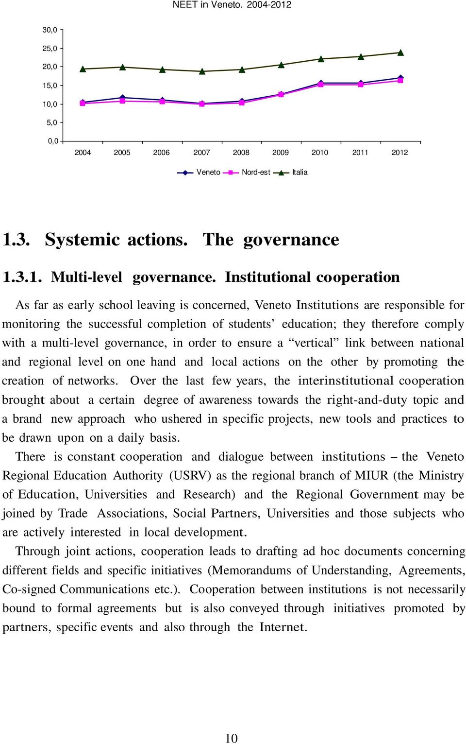 multi-level governance, in order to ensure a vertical link between national and regional level on one hand and local actions on the other by promoting the creation of networks.