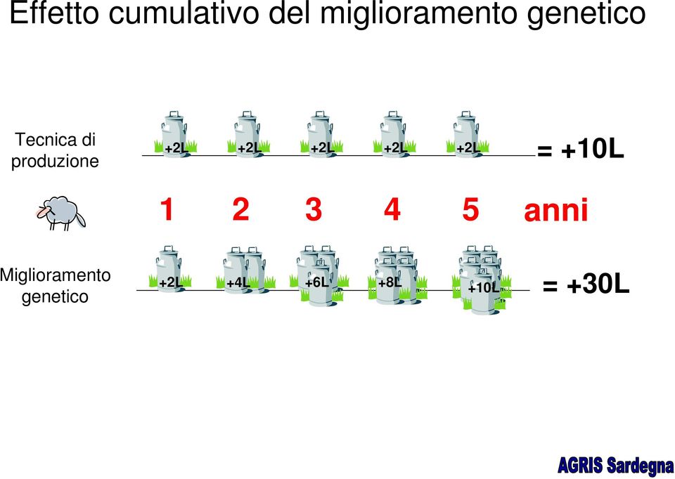 +2L +2L +2L = +10L 1 2 3 4 5 anni