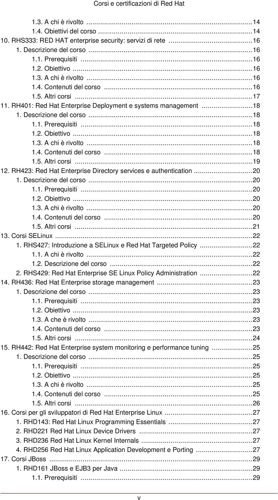 ..18 1.2. Obiettivo...18 1.3. A chi è rivolto...18 1.4. Contenuti del corso...18 1.5. Altri corsi...19 12. RH423: Red Hat Enterprise Directory services e authentication...20 1. Descrizione del corso.