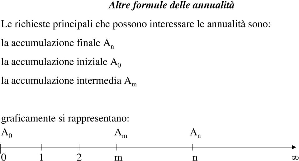 finale A n la accumulazione iniziale A 0 la accumulazione