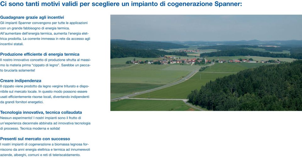 Produzione efficiente di energia termica Il nostro innovativo concetto di produzione sfrutta al massimo la materia prima cippato di legno. Sarebbe un peccato bruciarla solamente!