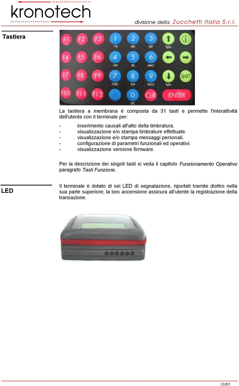 - configurazione di parametri funzionali ed operativi. - visualizzazione versione firmware.