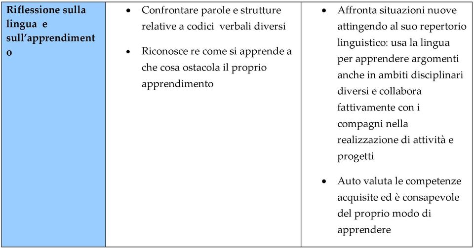 linguistico: usa la lingua per apprendere argomenti anche in ambiti disciplinari diversi e collabora fattivamente con i