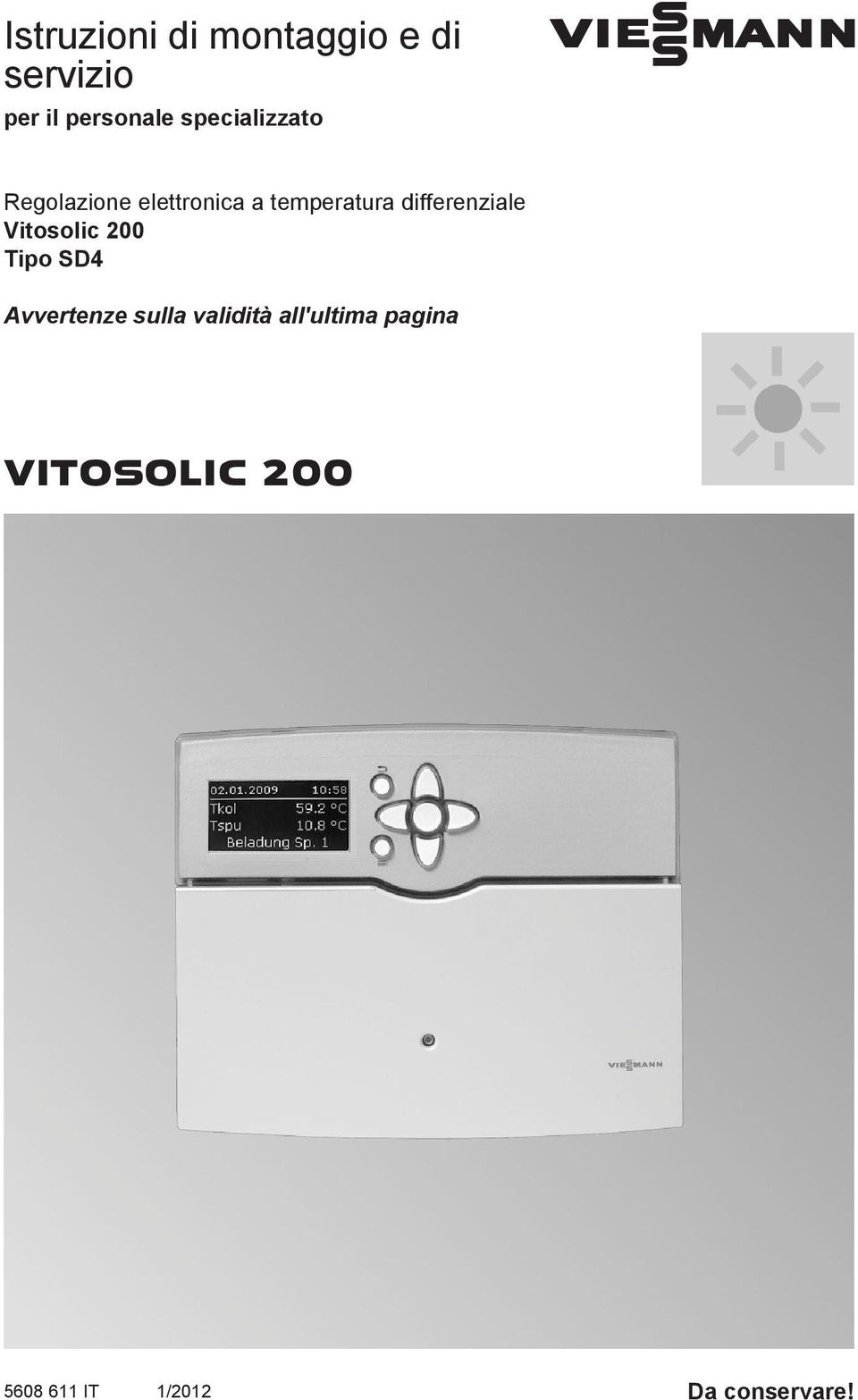 temperatura differenziale Vitosolic 200 Tipo SD4
