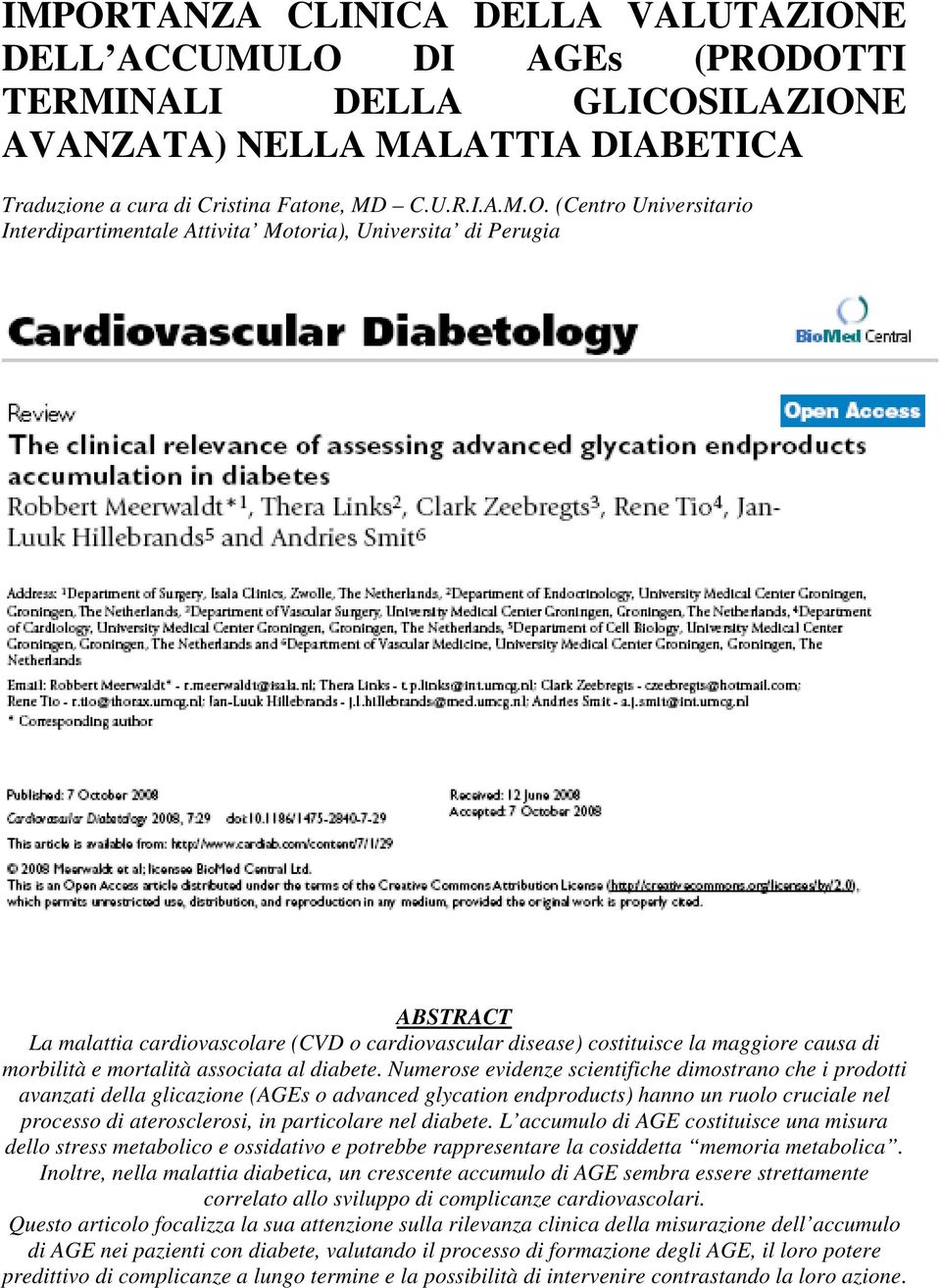 associata al diabete.