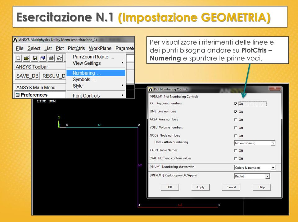 visualizzare i riferimenti delle linee