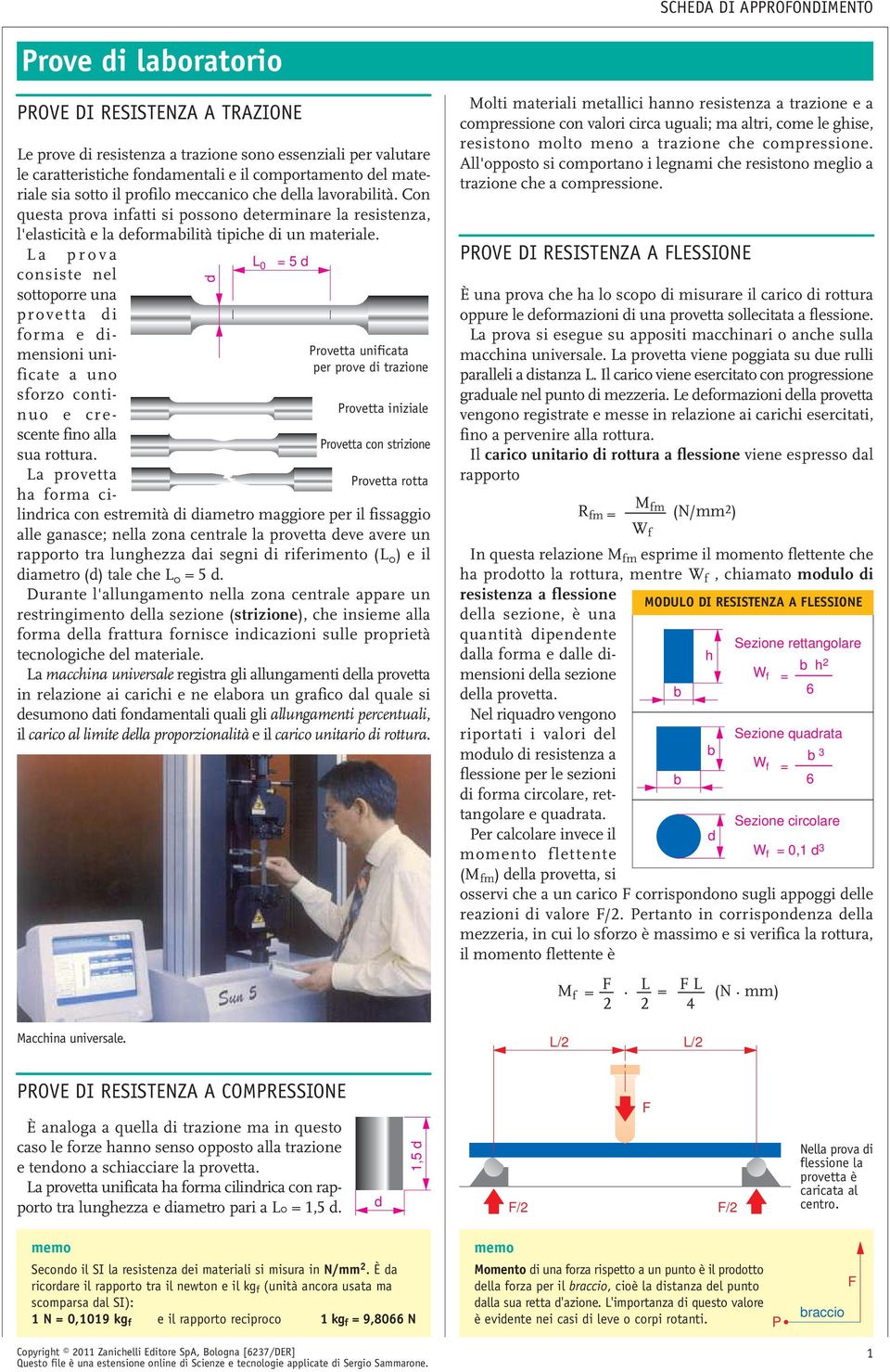 La prova consiste nel sottoporre una provetta i forma e imensioni unificate a uno sforzo continuo e crescente fino alla sua rottura.