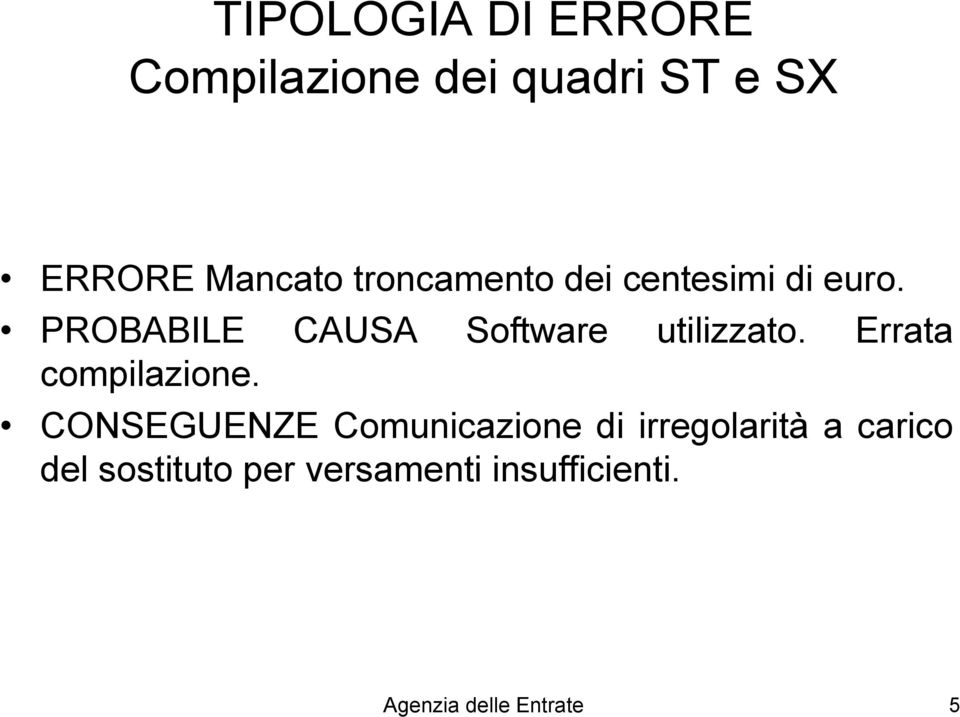 Errata compilazione.