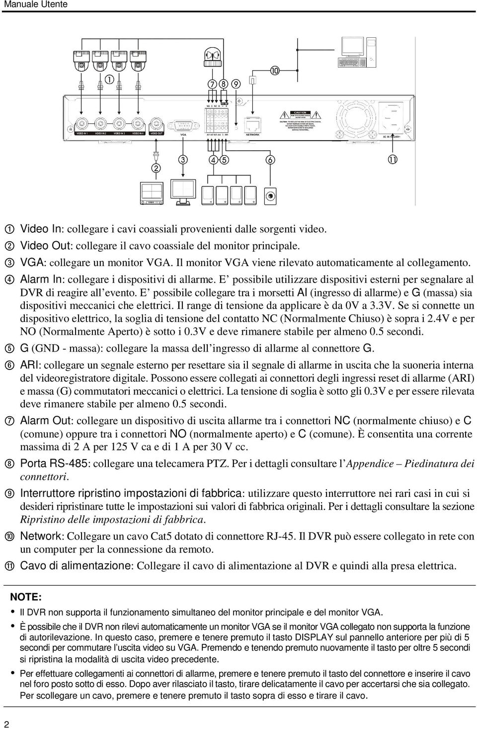 E possibile collegare tra i morsetti AI (ingresso di allarme) e G (massa) sia dispositivi meccanici che elettrici. Il range di tensione da applicare è da 0V a 3.3V.