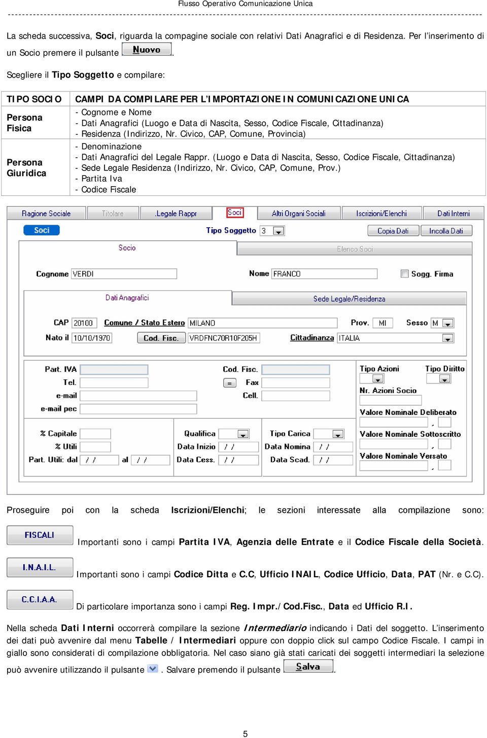 Nascita, Sesso, Codice Fiscale, Cittadinanza) - Residenza (Indirizzo, Nr. Civico, CAP, Comune, Provincia) - Denominazione - Dati Anagrafici del Legale Rappr.