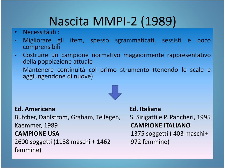 scale e aggiungendone di nuove) Ed. Americana Ed. Italiana Butcher, Dahlstrom, Graham, Tellegen, S. Sirigatti e P.