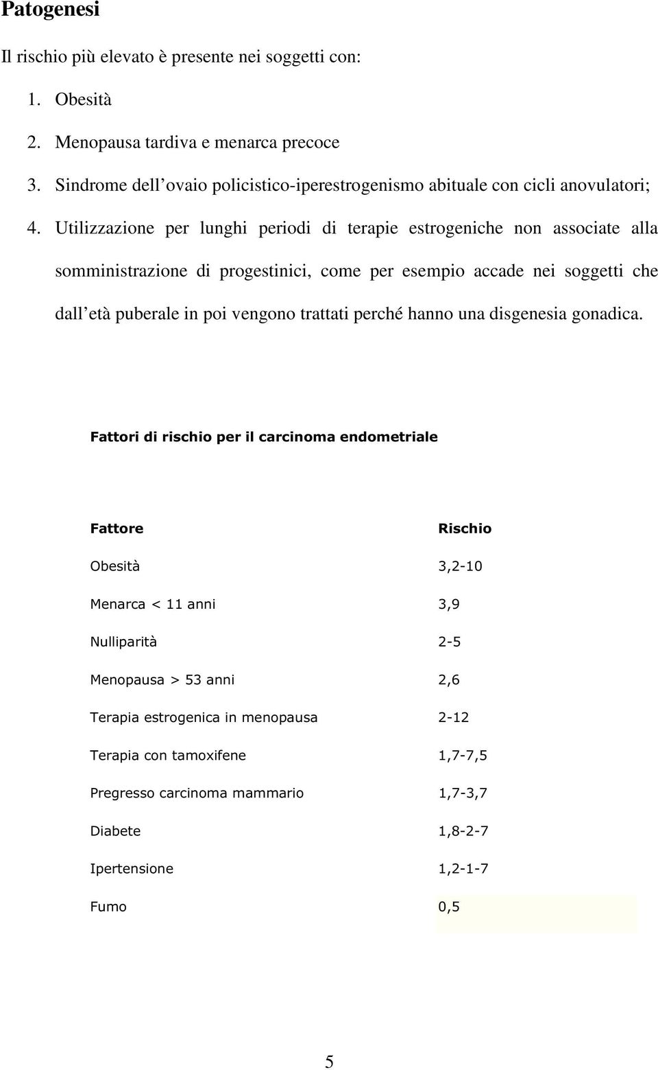 Sindrome dell ovaio policistico-iperestrogenismo abituale con cicli anovulatori; 4.