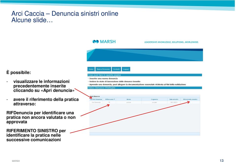 RIFDenuncia per identificare una pratica non ancora valutata o non approvata