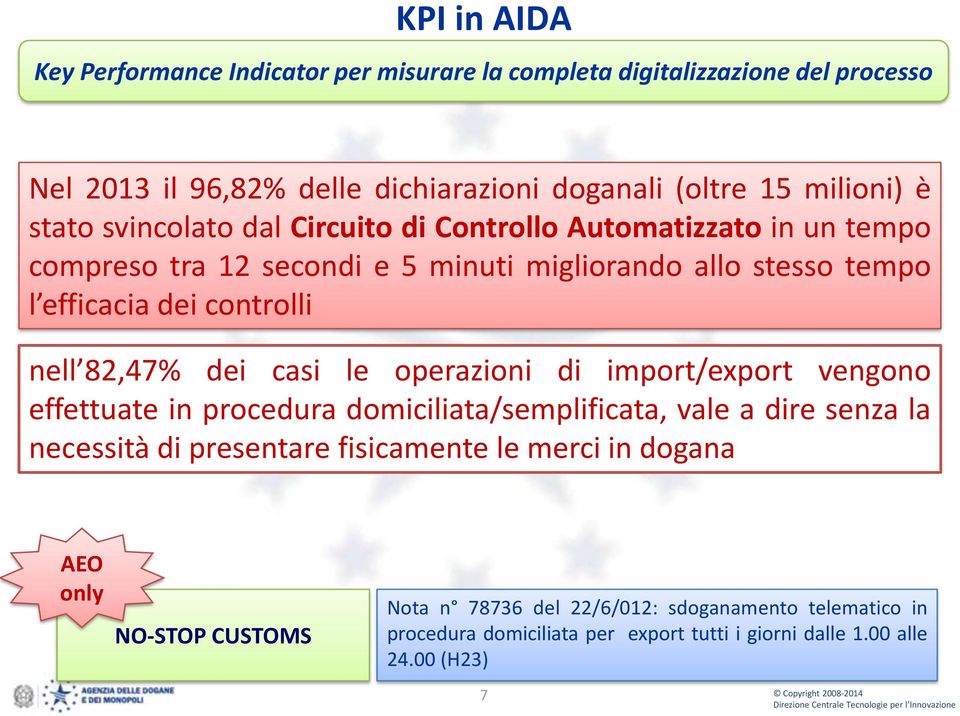 82,47% dei casi le operazioni di import/export vengono effettuate in procedura domiciliata/semplificata, vale a dire senza la necessità di presentare fisicamente le