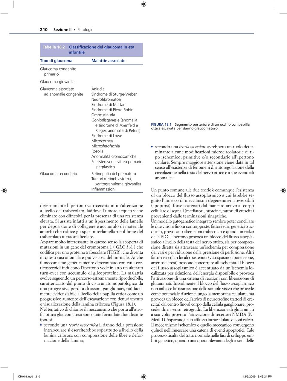 Aniridia Sindrome di Sturge-Weber Neurofibromatosi Sindrome di Marfan Sindrome di Pierre Robin Omocistinuria Goniodisgenesie (anomalia e sindrome di Axenfeld e Rieger, anomalia di Peters) Sindrome di