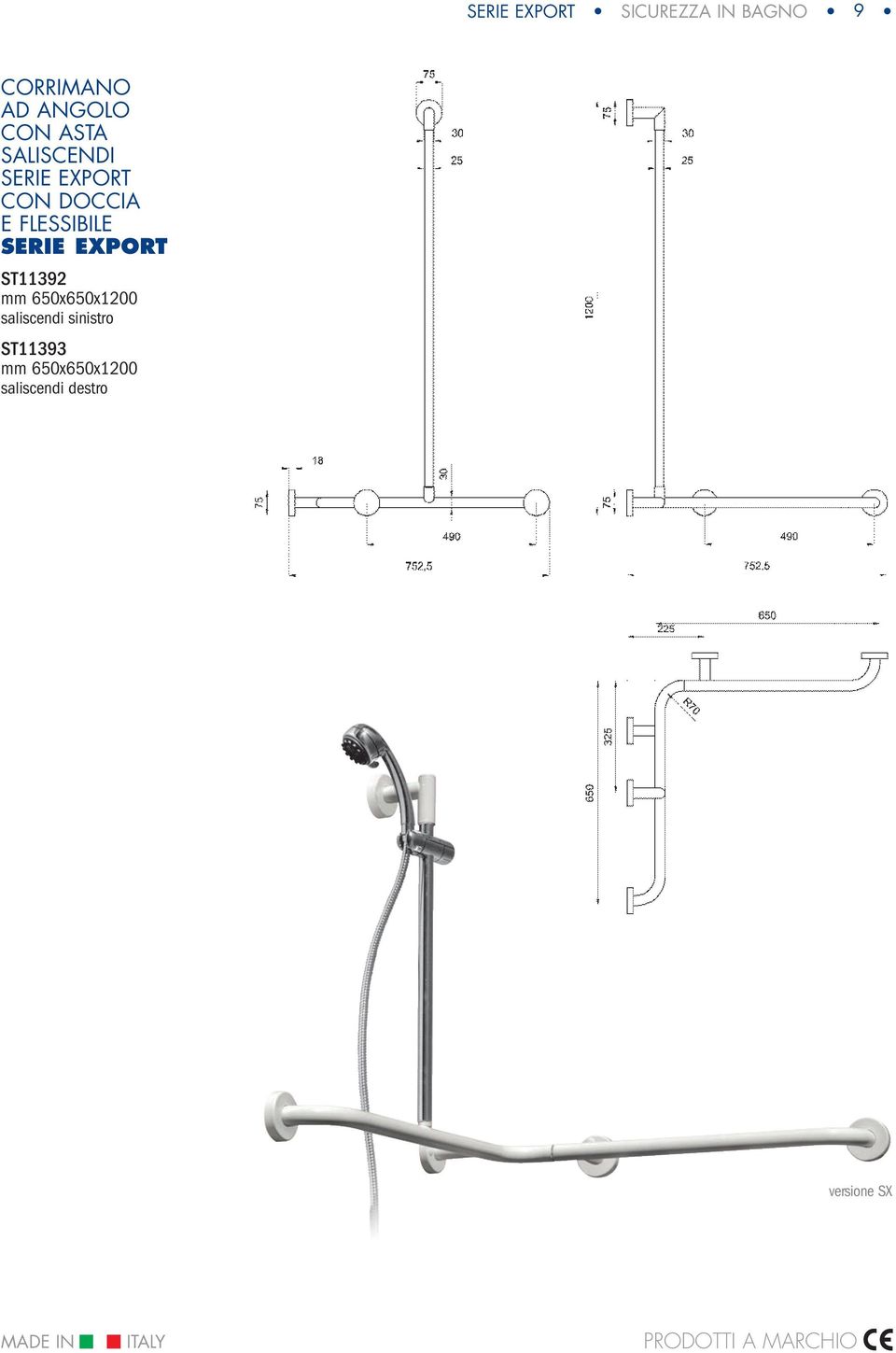 650x650x1200 saliscendi sinistro ST11393 mm